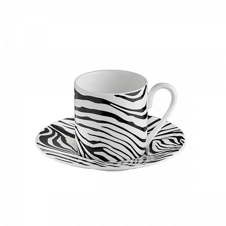 Кофейная чашка с блюдцем Roberto Cavalli Home, серия - Zebrage, 120мл.