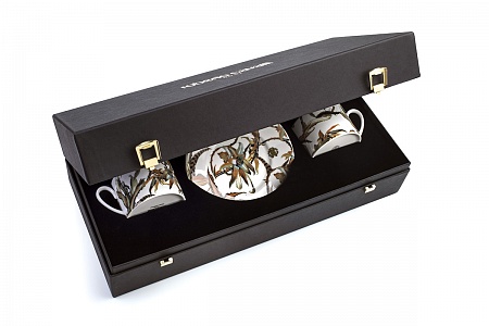 Набор кофейных чашек с блюдцами Roberto Cavalli Home серия - TROPICAL FLOWER, 120мл. 2шт, ( п/к