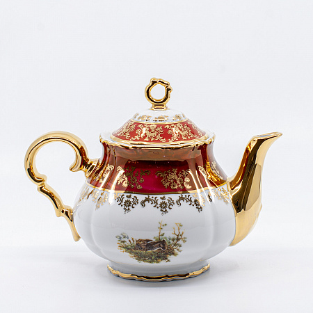 Заварной чайник 0,75л Царская Красная Охота, олень, куропатка